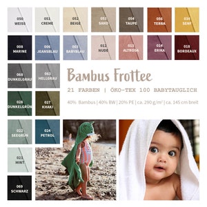Frottee Meterware Bambus & Baumwolle babytauglich - Badetuch Stoff - Handtuch Bambusstoff, Badestoff, Strandtuch, weiche Babydecke *ab 50 cm