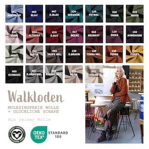 Walkloden Meterware uni - Walkstoff - Mantelstoff - Trachtenstoff - Wollwalk - Loden  - 100% Schurwolle/Wolle *** 50 cm x 140 cm ***