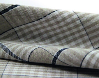 Decorative fabric cotton check natural blue white - fabric sold by the meter *** 50 cm x 140 cm ***