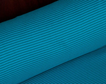 Ringelbündchen Bündchenstoff - TÜRKIS & PETROL, Streifen 3mm - Stoff Meterware Schlauchware *** 25 cm x 35 cm im Schlauch ***