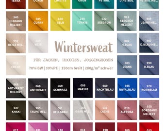 Wintersweat Meterware uni - Sweatshirt Stoff meliert - Baumwoll Sweat Melange ÖkoTex 100 - weicher Stoff für Pullover/Hoodies  *Ab 50cm