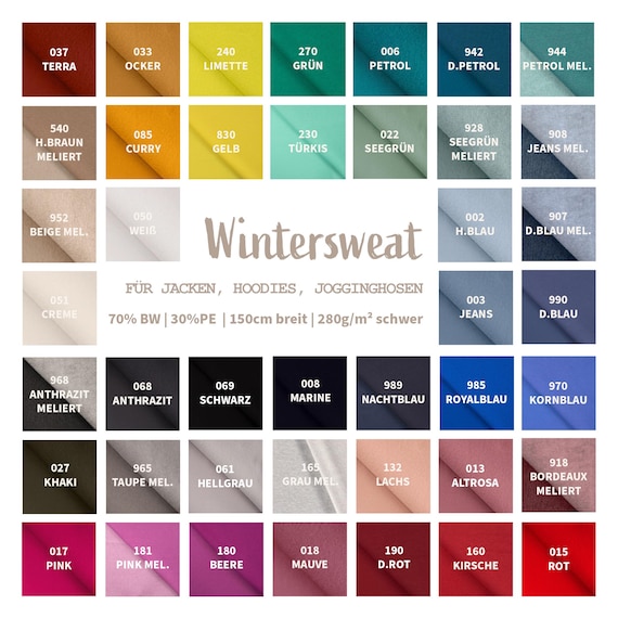 Wintersweat Meterware uni - Sweatshirt Stoff meliert - Baumwoll Sweat Melange ÖkoTex 100 - weicher Stoff für Pullover/Hoodies  *Ab 50cm