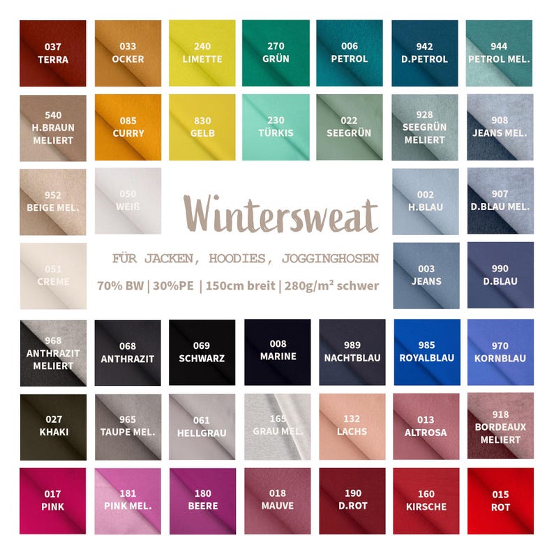 Winter sweatshirt fabric by the meter - melange sweatshirt fabric - cotton sweatshirt melange, Oeko-Tex Standard 100 certified - soft fabric for sweaters/hoodies *From 50 cm image 1