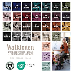 Walkloden Meterware uni - Walkstoff - Mantelstoff - Trachtenstoff - Wollwalk - Loden  - 100% Schurwolle/Wolle *** 50 cm x 140 cm ***