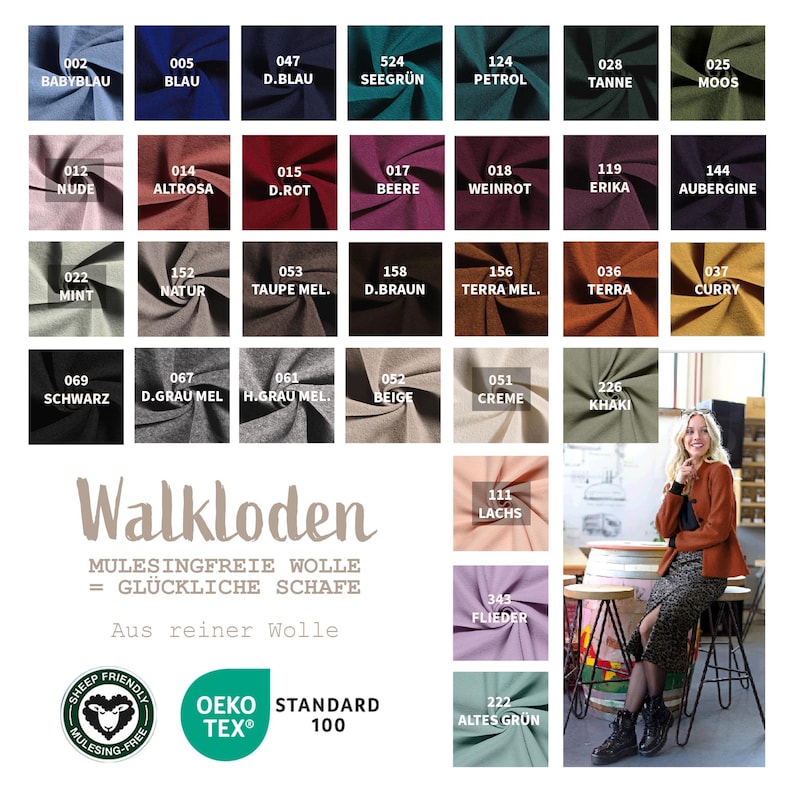 Walkloden Meterware uni - Walkstoff - Mantelstoff - Trachtenstoff - Wollwalk - Loden - 100% Schurwolle/Wolle *** 50 cm x 140 cm *** Bild 1