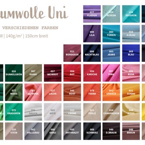 Baumwolle Meterware uni Baumwollstoff einfarbig Popeline Fahnentuch Cretonne 50 cm x 148 cm Öko-Tex 48 Farben Webware Bild 1