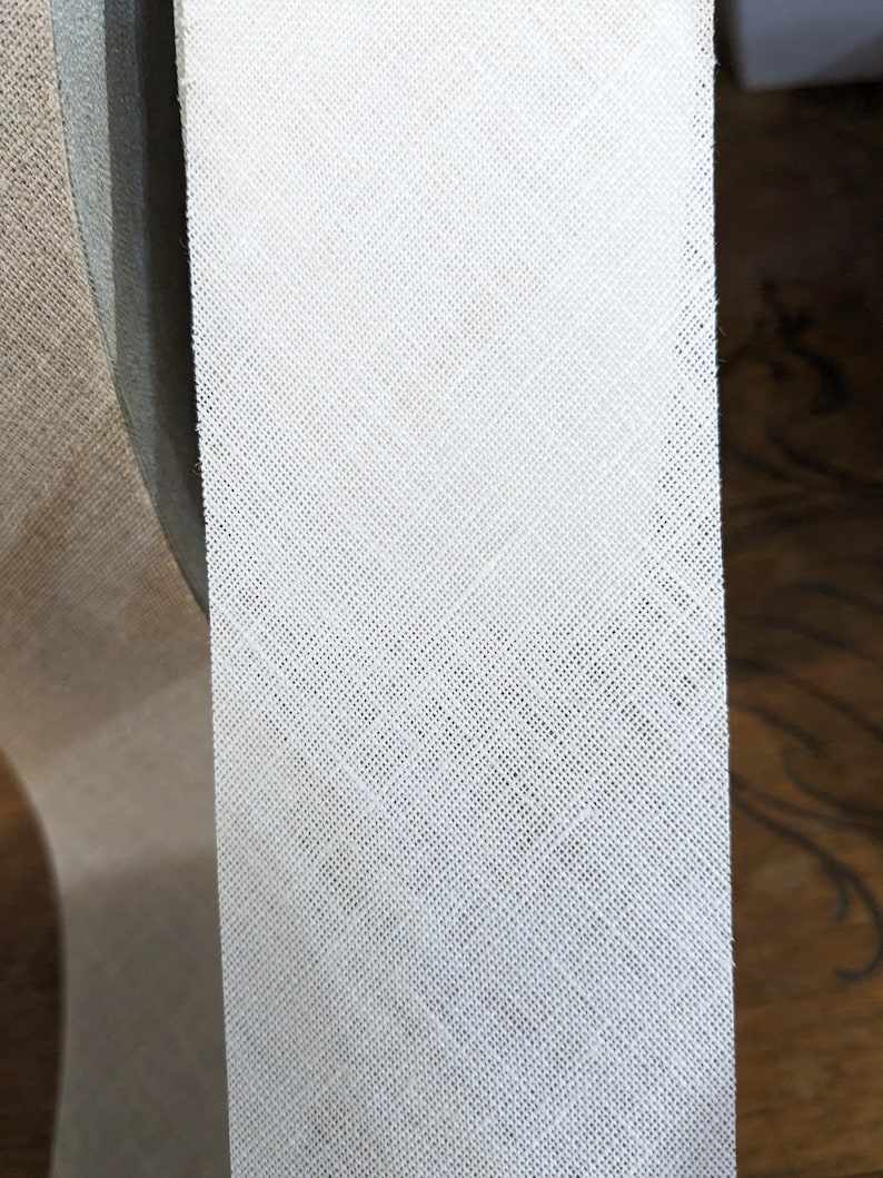 Einfassband Leinen Band aus Reinleinen Saum einfassen Leinengewebe Schleife aus Leinenstoff Bänder, Borten, Bordüre Ab 1m 001 weiß