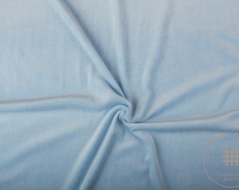 Nicki Velour Cotton HELLBLAU - Tissu Metreware - Uni, Basic, Niki 50 cm x 152 cm