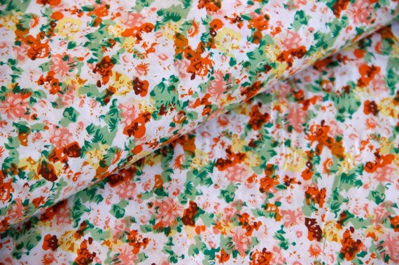 Baumwolle Webware Blusenstoff Dekostoff Blumen orange