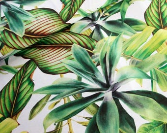 Decorative fabric by the meter jungle, plants, leaves, palm - cotton blend printed - ottoman fabric - home decoration - spring fabrics * from 50 cm