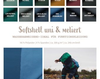 Softshell au mètre uni & chiné - tissu polaire, déperlant, tissu extérieur, tissu de pluie, tissu pour pantalons de boue, couture veste de pluie *à partir de 50 cm