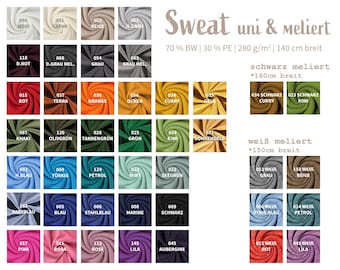 Tejido de sudadera de invierno por metros, color liso - tejido de sudadera jaspeado, certificado ÖkoTex 100 - tejido de sudadera de algodón bicolor - tejido suave para jerséis/sudaderas *A partir de 50 cm