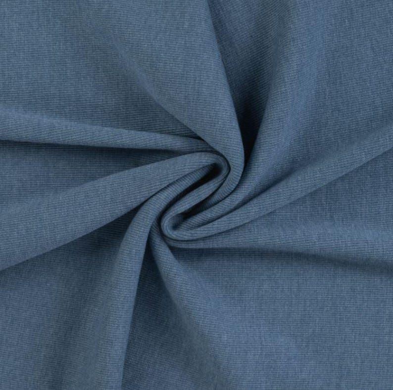 Tissu côtelé pour poignets, vendu au mètre, extra large - Tissu côtelé pour poignets, coloris uni - Tissu tubulaire pour poignets - Maille - Jersey côtelé *À partir de 25 cm x 95 cm 908 jeans mel.