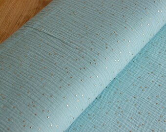 Gold Muslin Blouse Fabric Airy - Fabric Sold by the Meter Mint Doublegauze Crepe Ökotex *** 25 cm x 135 cm***