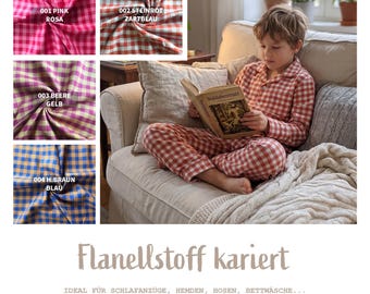 Flanell Stoff Meterware Karo - weicher Flanellstoff kariert, Wintrstoff Pyjama nähen, kuscheliger Schlafanzugstoff, Holzfällerhemd *Ab 50cm