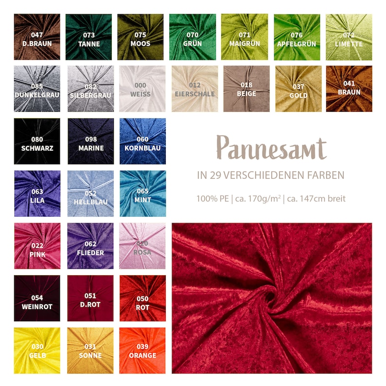 Pannesamt Meterware Panné Samt Stoff Samt Dekostoff, Knit Velour, Samt Polyester Samtstoff glänzend Velour glänzend 50cm x 147cm Bild 1