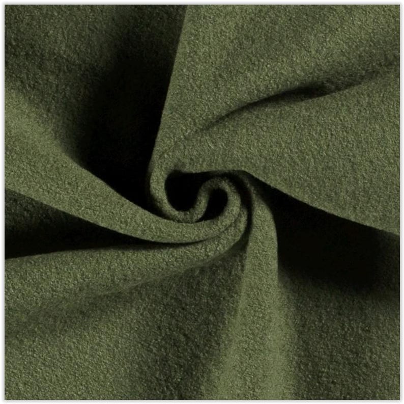 Walkloden Meterware uni - Walkstoff - Mantelstoff - Trachtenstoff - Wollwalk - Loden - 100% Schurwolle/Wolle *** 50 cm x 140 cm *** 025 moos
