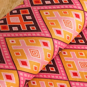 Jacquard Hamburger Liebe Bio GOTS kba - Magic Carpet - Stoff Meterware - gelb, rosa ** 50 cm x 150 cm **