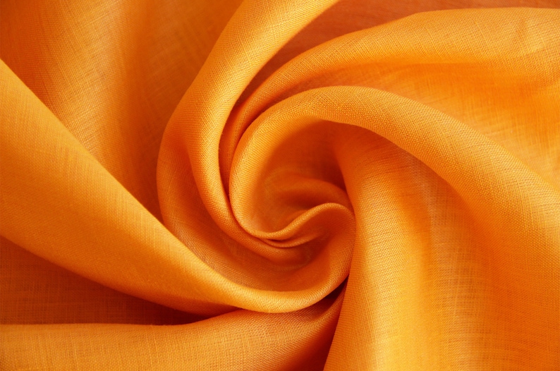 Voile de lin vendu au mètre voile de lin doux uni tissu chemisier fluide, tissu été aéré, tissu lin léger, tissu naturel A partir de 50 cm 003 orange