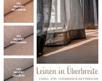 Linen by the meter, extra wide mottled - plain linen fabric extra wide for curtains - plain linen fabric for bed linen - *from 50 cm x 310 cm