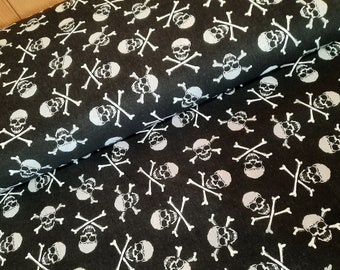 Cotton print skulls GOTS certified - cotton sold by the meter printed skull black - cotton fabrics sew pirate costume *From 25 cm