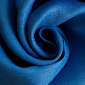 Voile de lin vendu au mètre voile de lin doux uni tissu chemisier fluide, tissu été aéré, tissu lin léger, tissu naturel A partir de 50 cm 005 blau