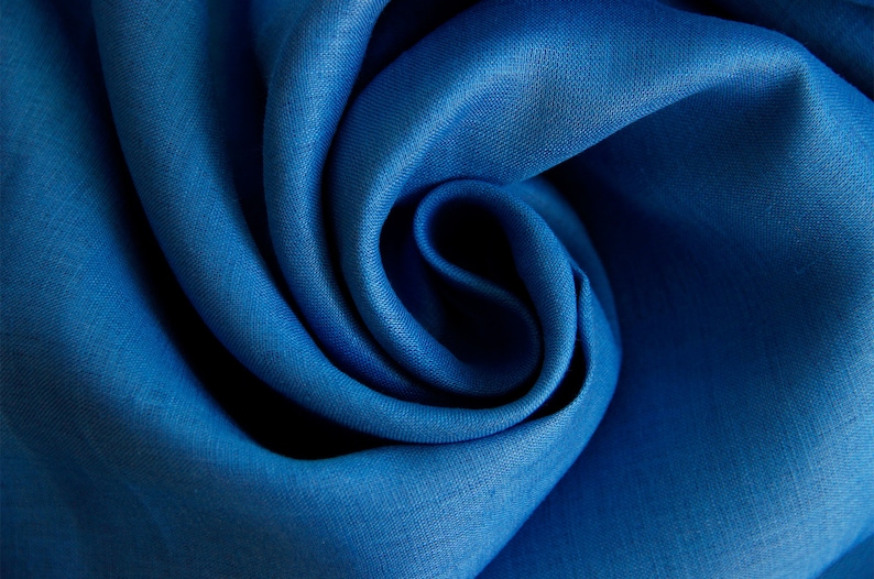 Voile de lin vendu au mètre voile de lin doux uni tissu chemisier fluide, tissu été aéré, tissu lin léger, tissu naturel A partir de 50 cm 005 blau