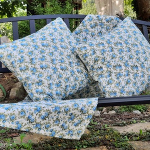 Decorative fabrics sold by the meter roses blue cotton blend printed roses ottoman fabric summer, spring fabrics home textiles flowers From 50 cm image 6