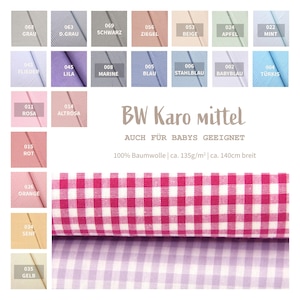 Baumwolle bedruckt Karo Meterware - Baumwollstoff mit Karomuster - Webware bedruckt kariert - Popelin Karodruck - Öko Tex - 50 x 145cm