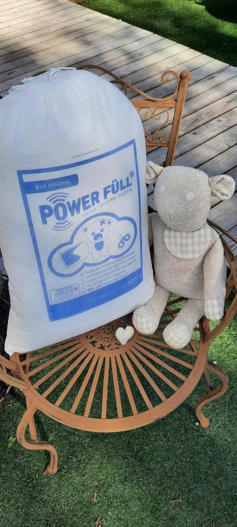 Füllwatte Power Füll 1000 Gramm Beutel - Bastelwatte Öko-Tex 100 - waschbar bei 95 Grad - Dauerhafte Sprungkraft - Geeignet für Allergiker immagine 1