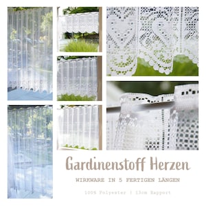 Tissu tricoté pour rideaux au mètre, rideau de bistrot, rideau court sans ourlet, rideau de café brodé, hauteur 30-120 cm *Prix unitaire = 1