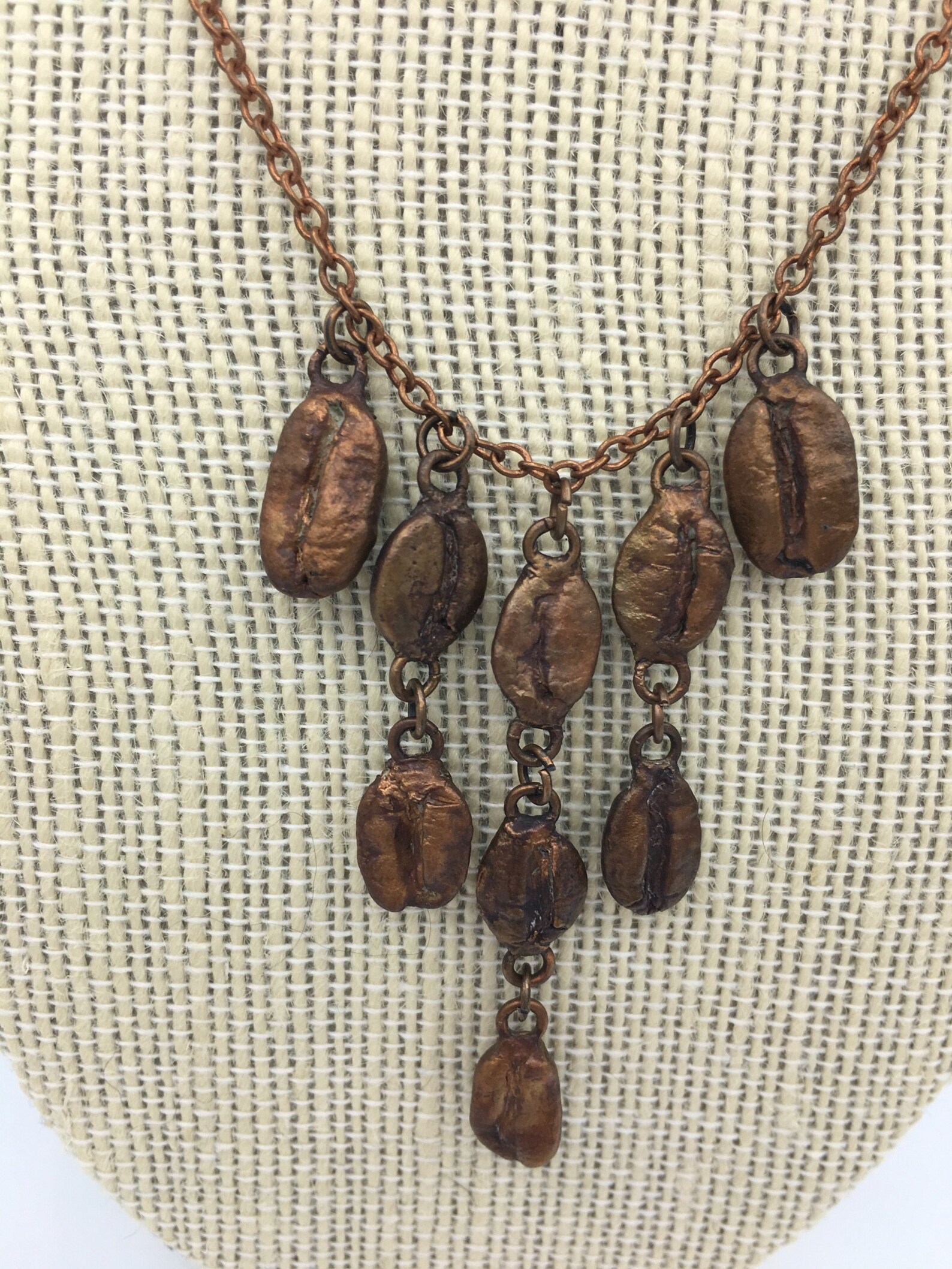 Copper Coffee Bean Necklace Etsy
