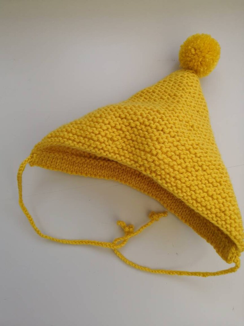 baby hat knit,baby knits newborn knits,mto Hand knitted baby bonnet newborn baby hat bonnet,baby pom pom hat baby bonnet,yellow hat baby