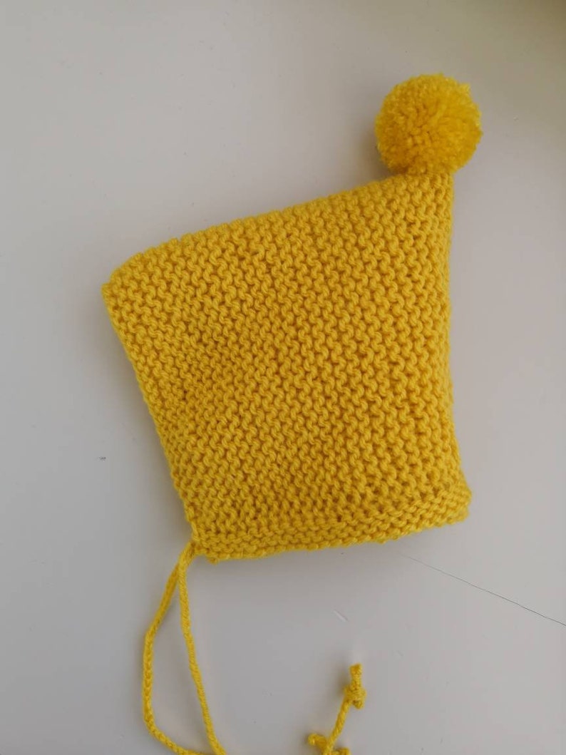 baby hat knit,baby knits newborn knits,mto Hand knitted baby bonnet newborn baby hat bonnet,baby pom pom hat baby bonnet,yellow hat baby