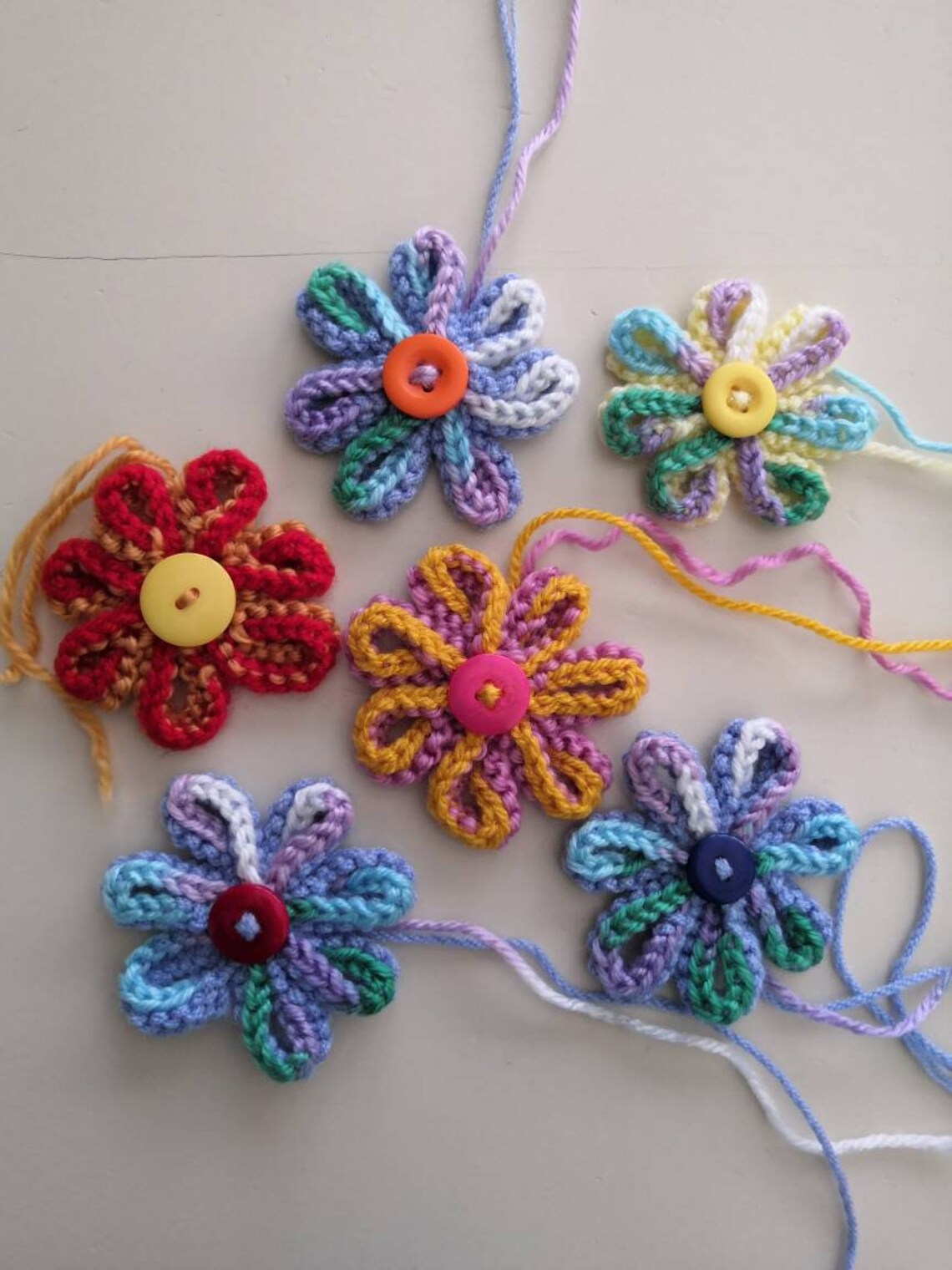 Hand knit flower knitted flowers knit flower applique Etsy