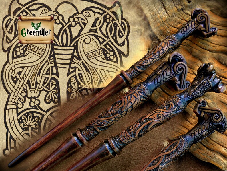 Sorcerer's magic wandwood of Alder and polymer clayhand Etsy