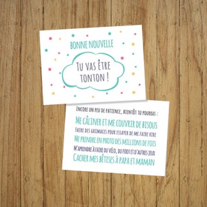 Carte annonce grossesse, faire-part naissance, bonne nouvelle, oncle, tonton