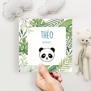 Faire-part baptême panda, papeterie naissance, tropical chic, bébé, grossesse