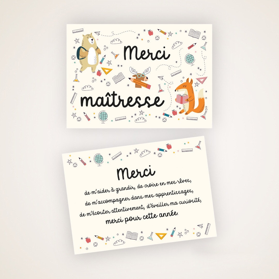 Cadeau école maîtresse, Carte Merci + Aimant cœur, cadeau maitresse fin d' année, cadeau nounou, cadeau maitre, fin de contrat, cadeau crèche - France