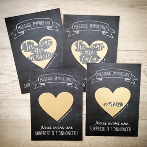 Carte à gratter, annonce grossesse, papi mamie, tonton, tata