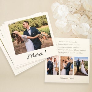 Carte remerciements mariage, faire-parts papeterie, chic, vintage