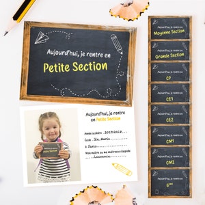 Cartes étapes rentrée scolaire – Lot de 9 cartes souvenirs pour crèche, nounou, maternelle – Photobooth – Cadeau enfant