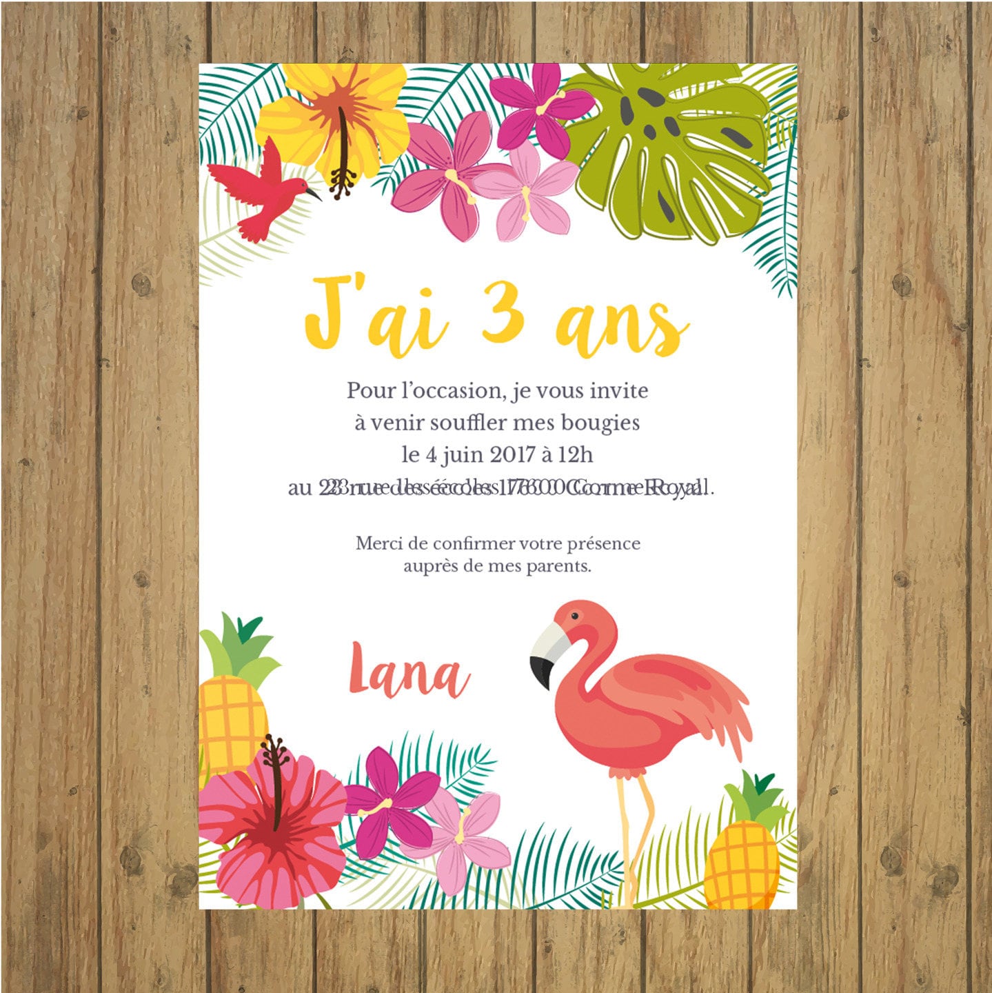 Invitation anniversaire Garçon 3 ans bleu