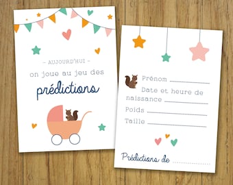 Card game prognosis, annimation babyshower, birth predictions, baby, pregnancy