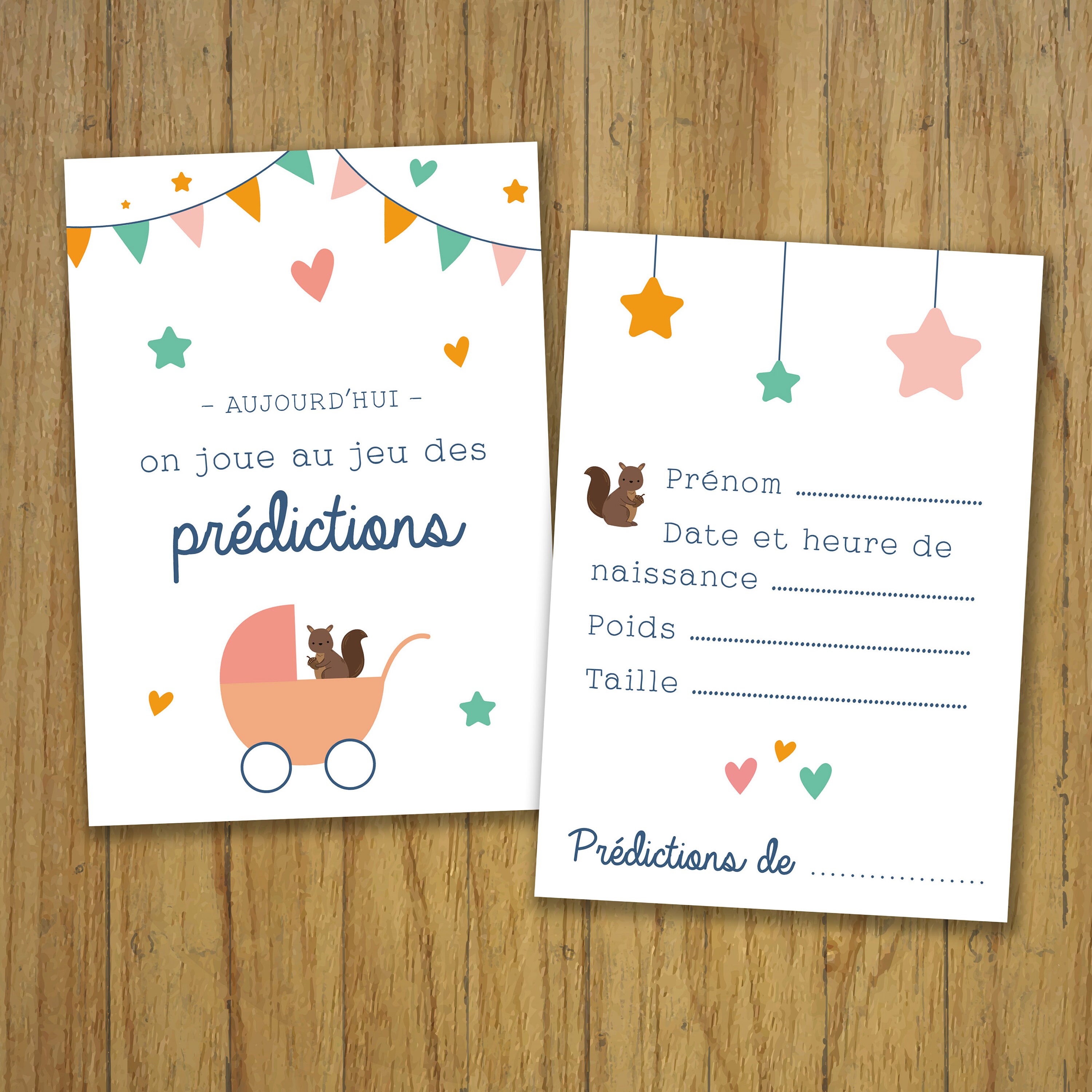 Card Game Prognosis Annimation Babyshower Birth Predictions Etsy