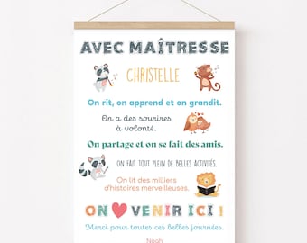 Affiche cadeau maîtresse, cadeau maître, école maternelle, enfant