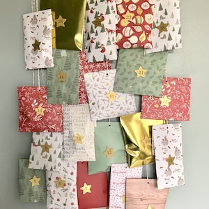 Calendrier de l'avent, kit à monter, Joyeux Noël, rouge et vert, animaux, renard