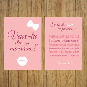 Carte demande marraine, Veux-tu être ma marraine, parrain marraine, faire-part, baptême Carte Marraine