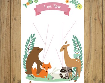 Árvore de estampa animal, aniversário de batismo, papelaria para festa, natureza, raposa