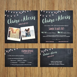 Guinguette wedding invitation, country chic, wedding stationery, vintage, boho